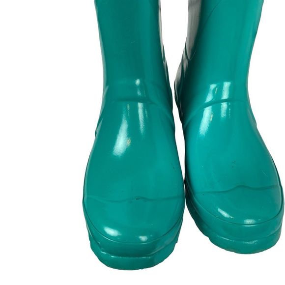 Hunter Womens Rain Boots Blue Round Toe Buckle Platform Heel Pull On 5 M - Picture 8 of 12
